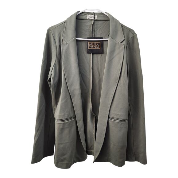 Miller Wendt Olive Open Front Blazer S Stretch Preppy Classic Office Career - Picture 1 of 8
